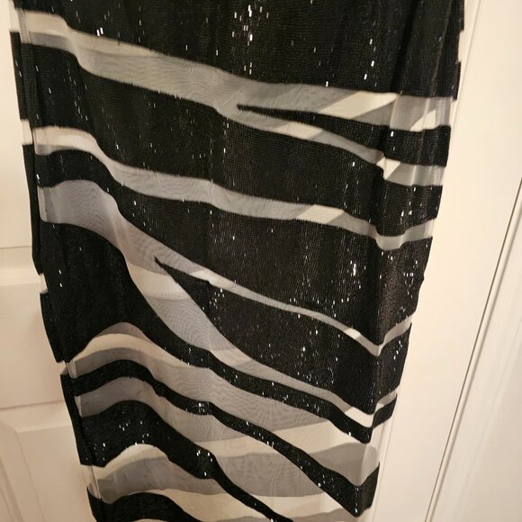 Rhinestone & Sheer Cocktail Dress - Picture 3 of 9